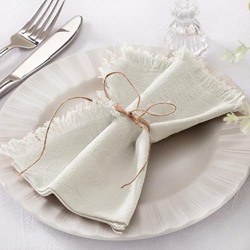 Socomi Servilletas de tela hechas a mano de algodón y lino con flecos, estilo bohemio, para otoño, Acción de Gracias, Navidad, decoración de boda