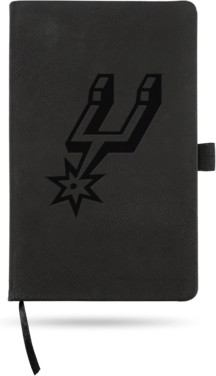 Rico Industries NBA San Antonio Spurs Black Laser Engraved Small Notepad Journal/Notepad 8.25" x 5.25"- Office Accessory