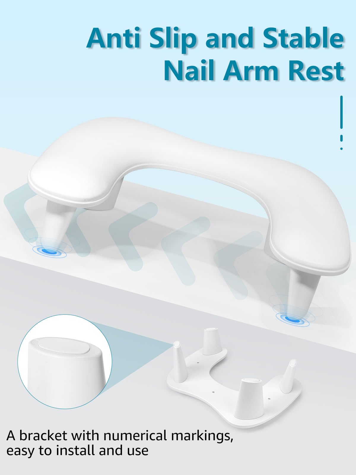 Deciniee Repose Main Ongle: Forme du U Repose Main Manucure pour Table Manucure - Coussin Ongle Repose Mains Ongles Professionnelle pour Prothesiste Ongulaire - Blanc