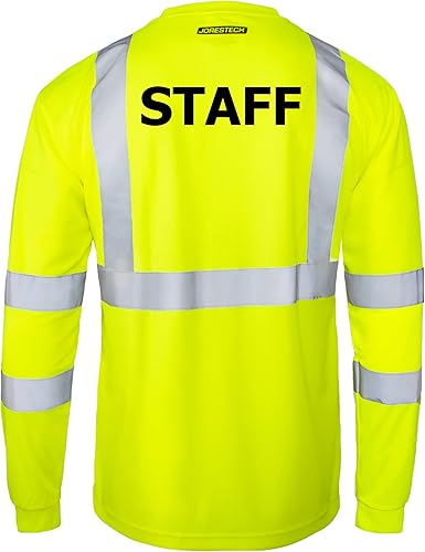 Miniatura 8 de JORESTECH Camiseta de seguridad reflectante de alta visibilidad estampada de manga larga amarillolima ANSI clase 3 nivel 2 tipo R TS-02