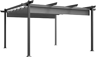 Outsunny 13' x 13' Retractable Pergola Canopy with Stronger Aluminum Fra...