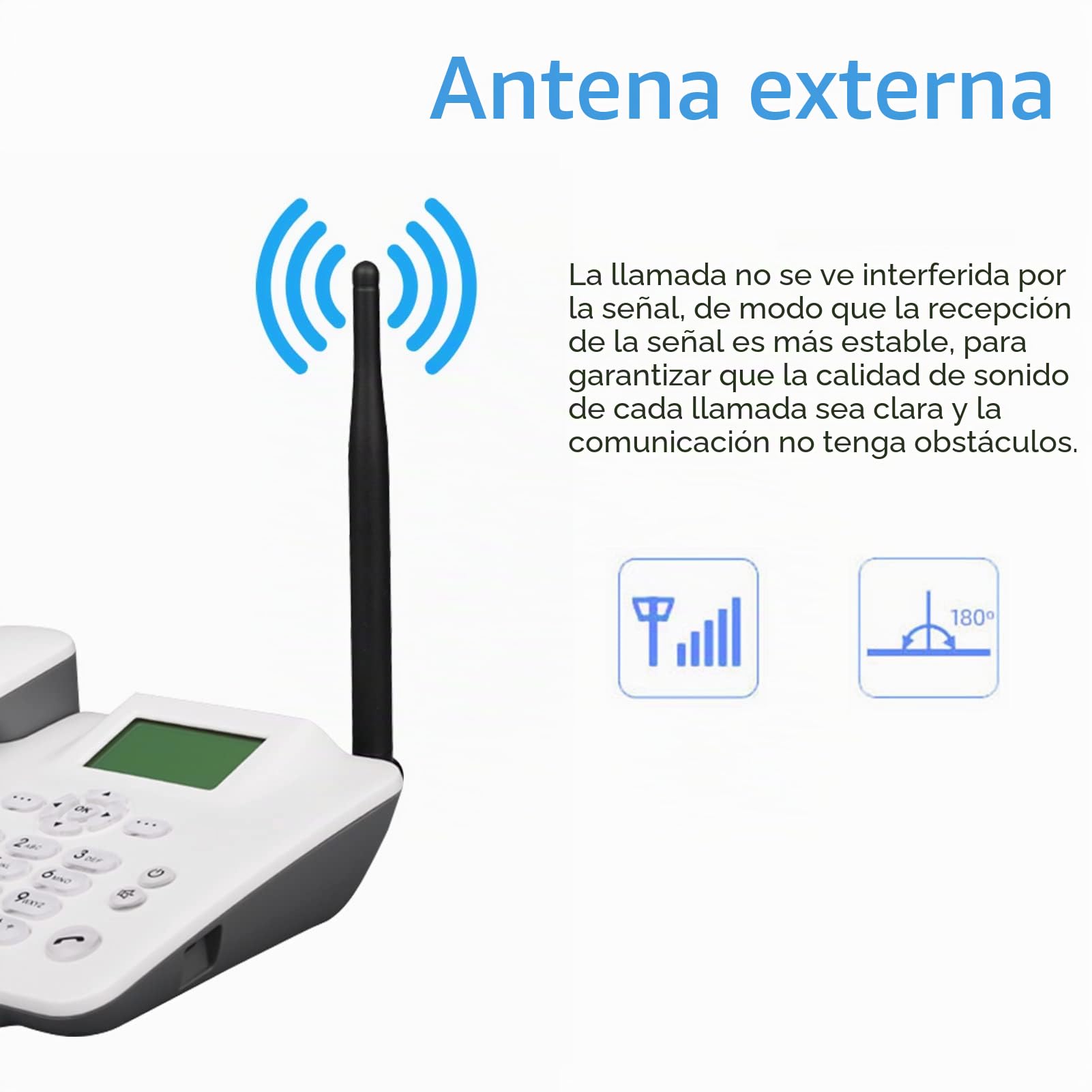 Teléfono inalámbrico Fijo Teléfono de Escritorio 4G Soporte gsm 850/900/1800/1900 MHz Tarjeta SIM Teléfono inalámbrico con Antena Radio Reloj Despertador Función SMS para la casa Centro de
