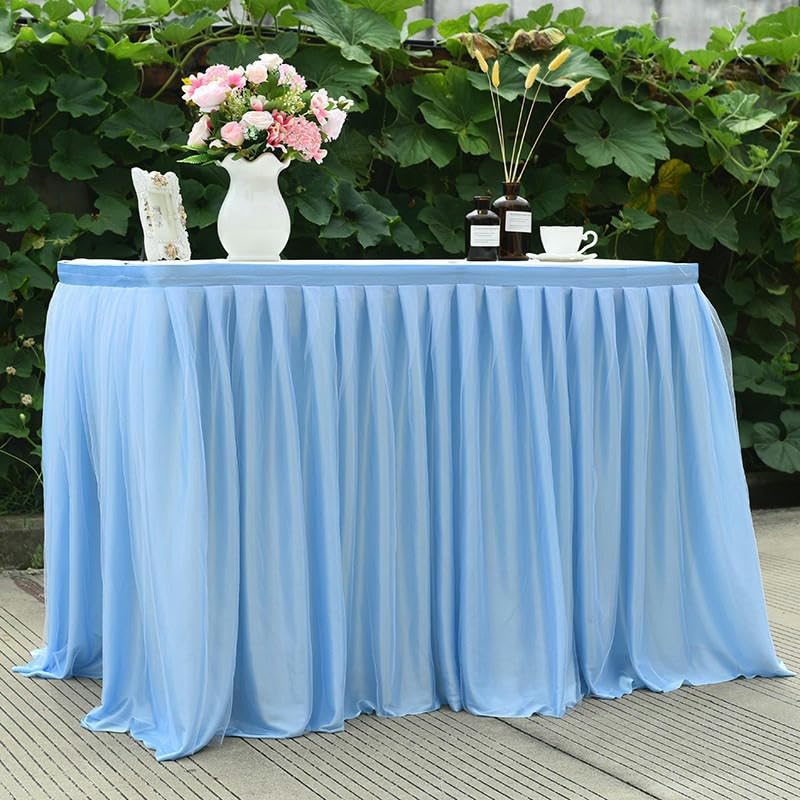 6 stóp x 77 cm 2 warstwy różowy niebieski biały puszysta siatka tutu tiulowa spódnica na stół szyfonowa spódnica na wesele na baby shower plisowana spódnica na stół