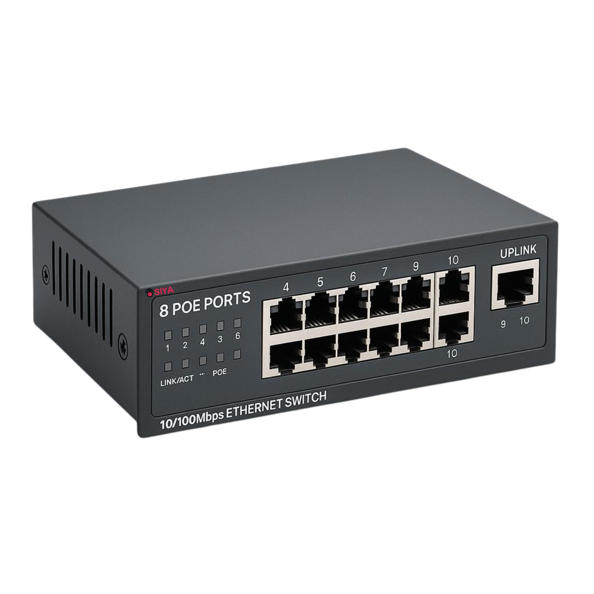 SIYA 4 Port POE Switch with 2 Uplink | 10/100Mbps Ethernet Network Switch | Plug & Play | Supports IP CCTV Cameras, VoIP, WiFi Access Point | 52V High Power POE | Metal Body-image-2