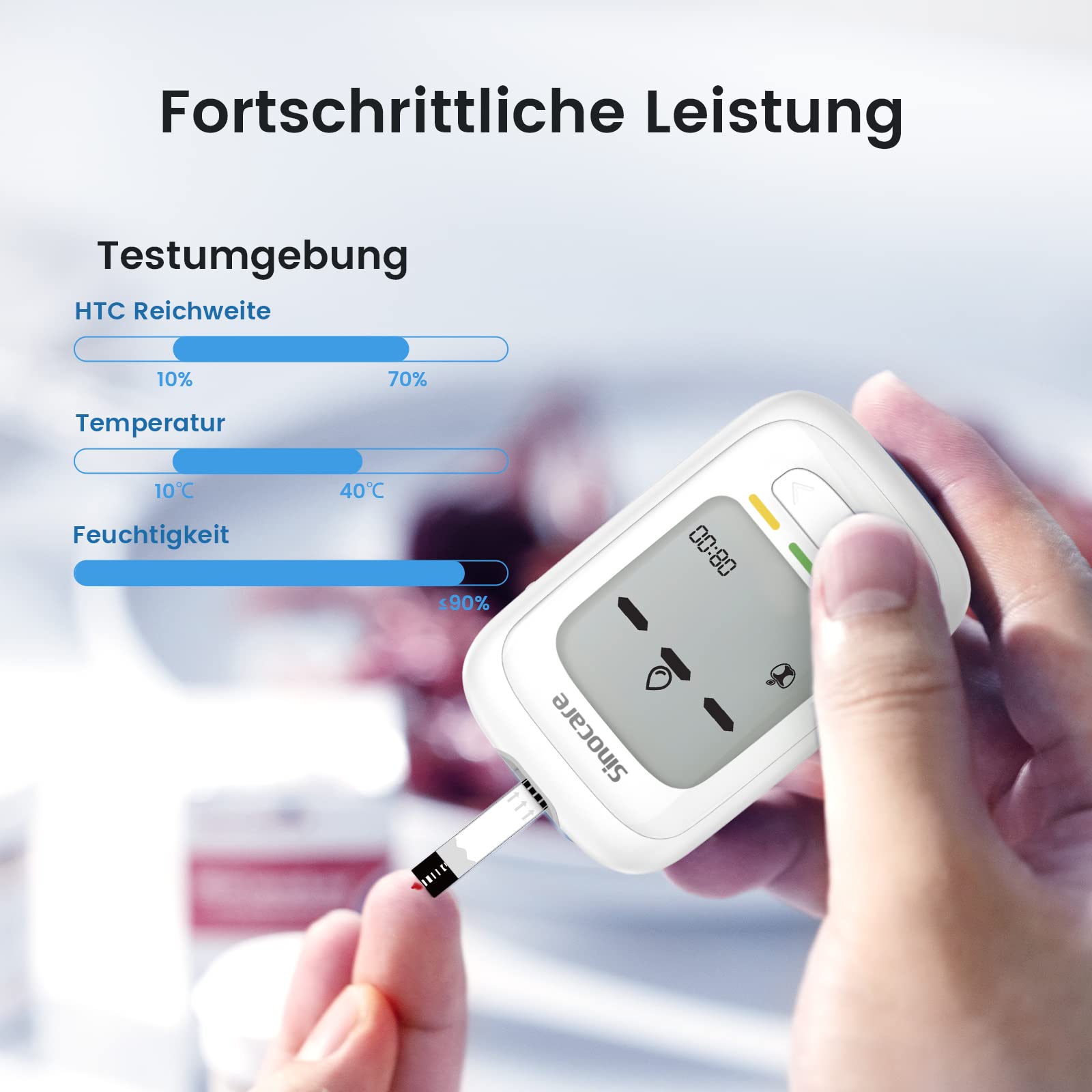 Blutzuckermessgerät Set mit Teststreifen 100, Zuckermessgerät Glucose Monitor mit 100 Lanzetten, Genaueste Silberelektrode, Keton-Warnung, mg/dL