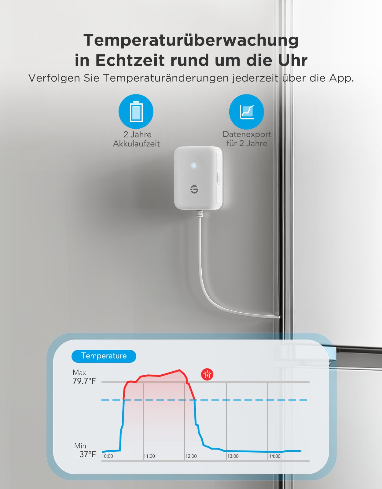 GoveeLife WLAN Hygrometer Thermometer with WLAN-Kühlschrankthermometer mit Alarm