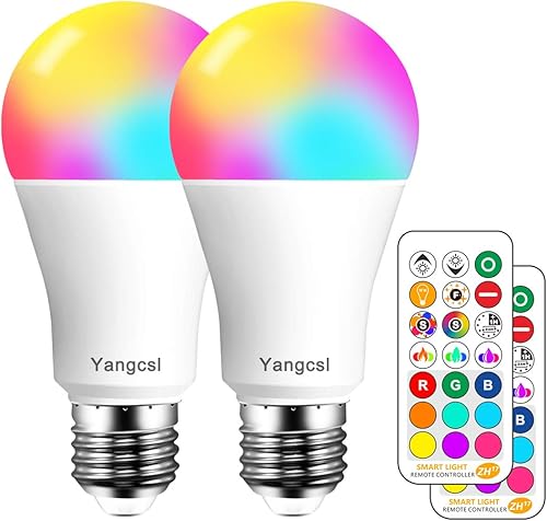 Bombilla LED equivalente a 85 W, bombilla RGB que cambia de color, 6 estados de ánimo, memoria, sincronización, regulable, base de tornillo A19 E26, Bombilla LED equivalente a 85 W, bombilla RGB que cambia de color, 6 estados de ánimo, memoria, sincronización, regulable, base de tornillo A19 E26,