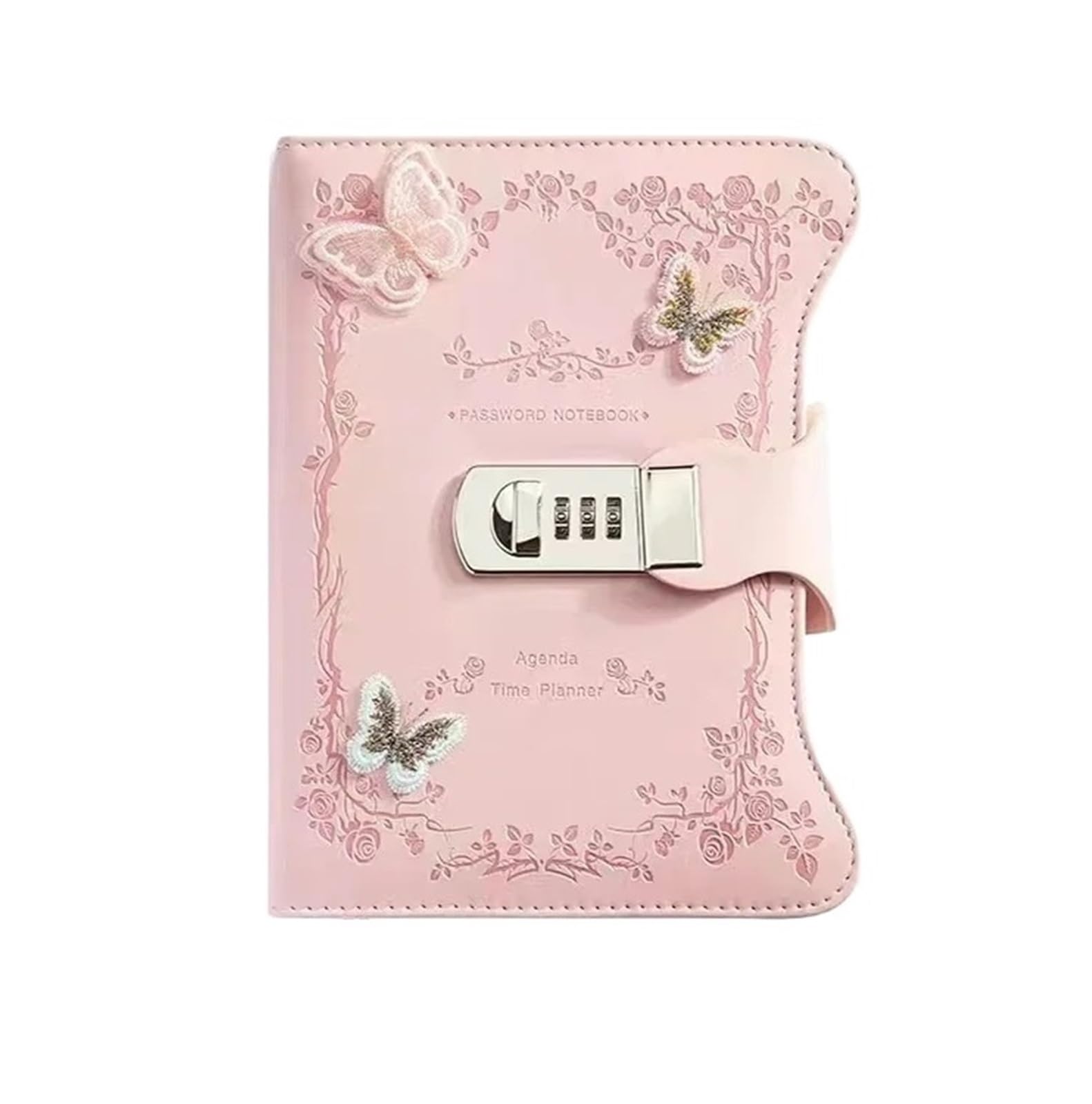 Tagebuch mit Schloss A5 Retro Passwort Notebook mit Schloss Zeitschriften Verdicken Hand Ledger Handbuch Student Notizblock Tagebuch Bindemittel Schreibwaren(Pink 2)