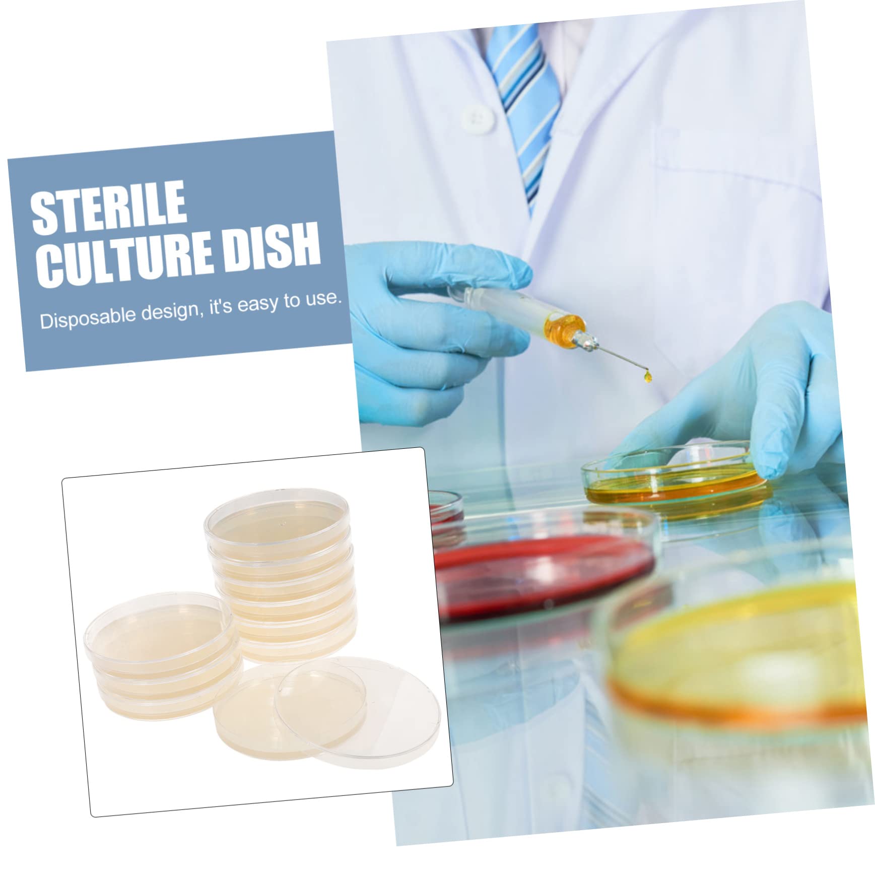 SOIMISS Lot de 10 Boîtes de Petri à Agar Pré-coulées, Plaque de Culture Cellulaire en Agar, Facile à Transporter, Design Professionnel pour Projets Scientifiques