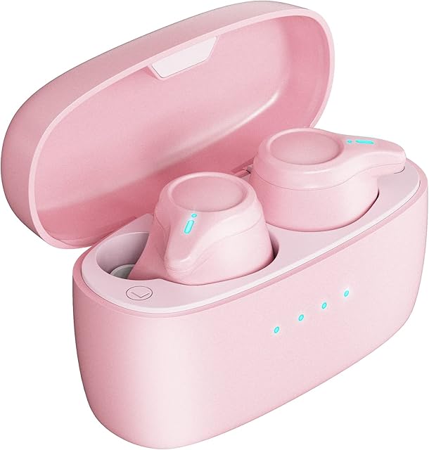 KOSETON E10 True Wireless In-Ear Headphones, Mini Pink - Wireless Bluetooth Earbuds with 2 Built-in Microphones for Running and Sport, Charging Case Included, 30 Hour Battery and Great Sound Quality