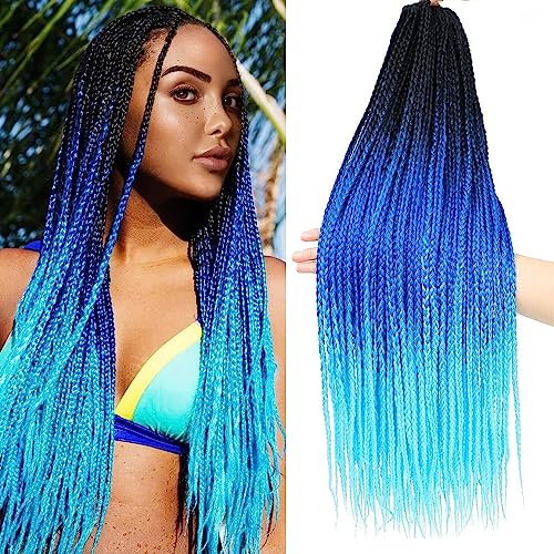 TAOYEMY Box Braids Crochet Hair Extensions 24 Inch 6 Packs, 22 Strands/Pack, Synthetic Braiding Hair for Women & Girls (48#, 24 inch)