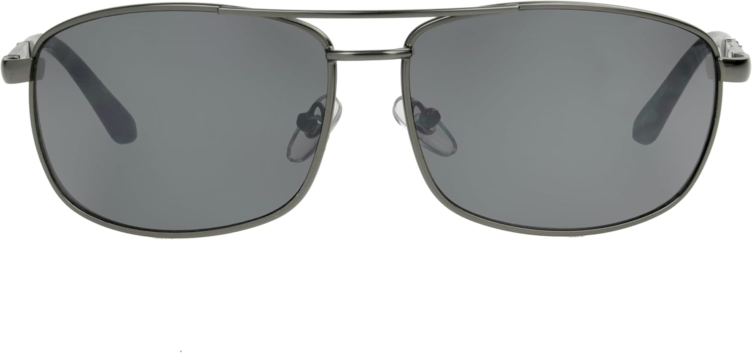 Foster Grant Men's Oscar Wrap Sunglasses, Gunmetal/Smoke, 64 mm - Image 2