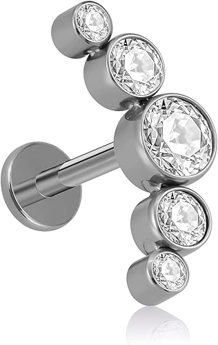 FINE4U 1 pieza de perno de espalda plana para hélice, concha 16G 0.236 in 0.315 in ASTM F136 titanio cartílago piercings joyería