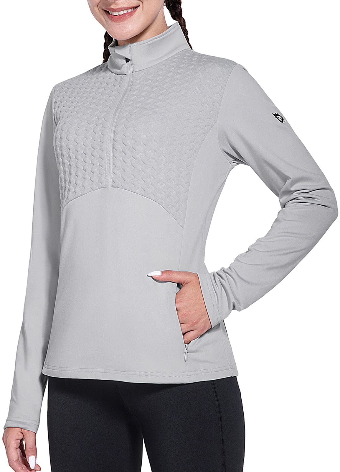 BALEAF Women's Horse Riding Shirts Long Sleeve Half Zip Pullover Fleece Jacket Winter Cold Weather Running Gear