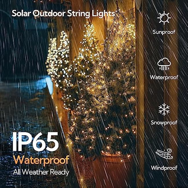 woohaha 2 Pack Solar Outdoor String Lights,Each 72ft 200 LED Solar Christmas Lights with Remote and Timer, 8 Modes Twinkle Solar Lights Outdoor Waterproof for Tree,Garden,Patio,Xmas,Party(Warm White)