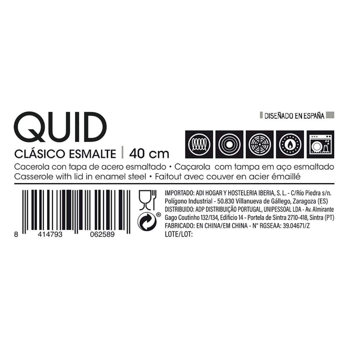 Quid Clasico Esmalte Cacerola Acero Esmaltado 40cm - 20l