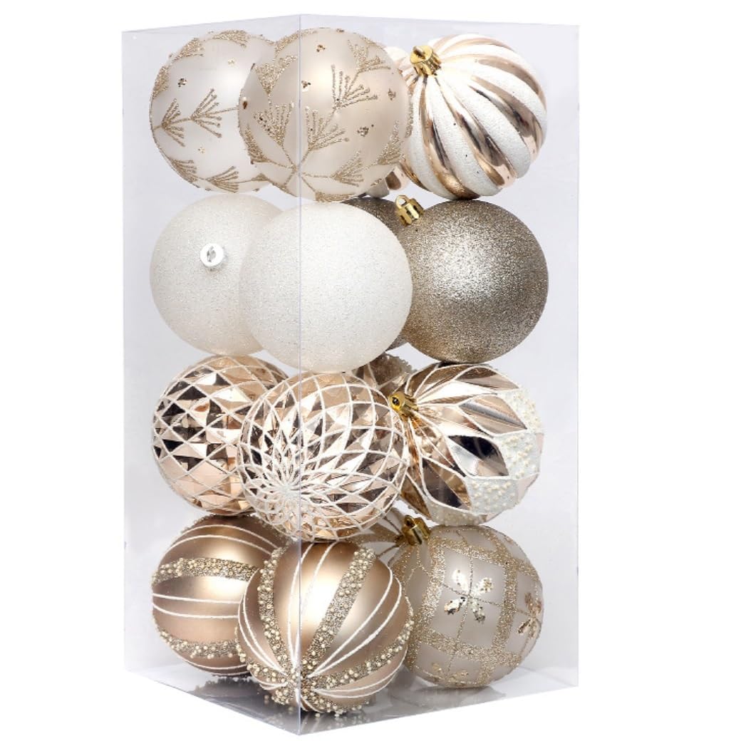 Baumschmuck 16 Stück Weihnachtskugel-Ornamente, Bruchsicherer Weihnachtsbaumschmuck, Weihnachtsbaumkugeln, Halloween-Ornamente, Dekor Weihnachtskugeln