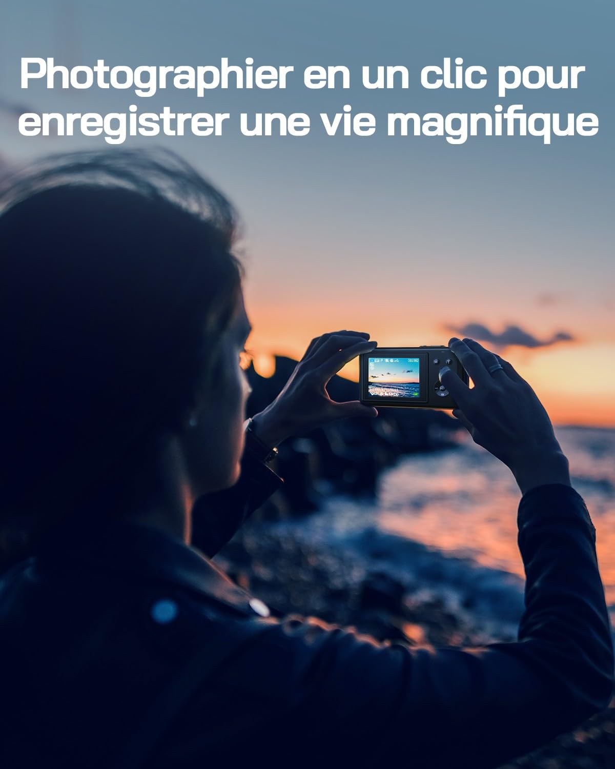 WOLFANG Appareil Photo numérique, caméra Enfant 2,7 K pour Photographie, vlogging compacte 50 MP, caméra vidéo Zoom numérique 16x, numérique Point de Mise au Point Automatique et