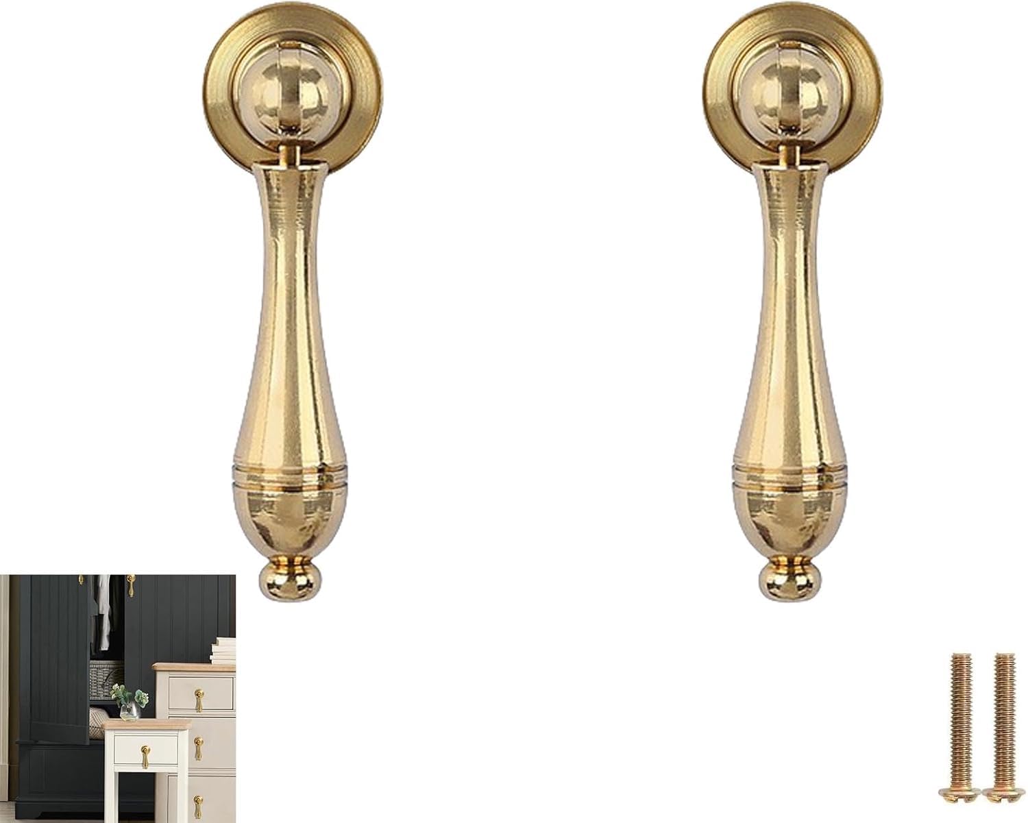 Tnbccxn Large Copper Bright Cabinet Handles, Cabinet Handles,Pure Brass Furniture Knob 2 Pcs(Large Copper Bright)