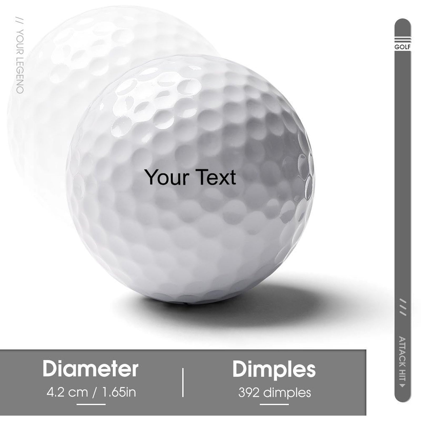 Personalisierte Golfbälle mit Wunschtext Gravur Golfball, softe Golfbälle mit maximaler Reichweite, Dieser Ball kennt Dein Handicap