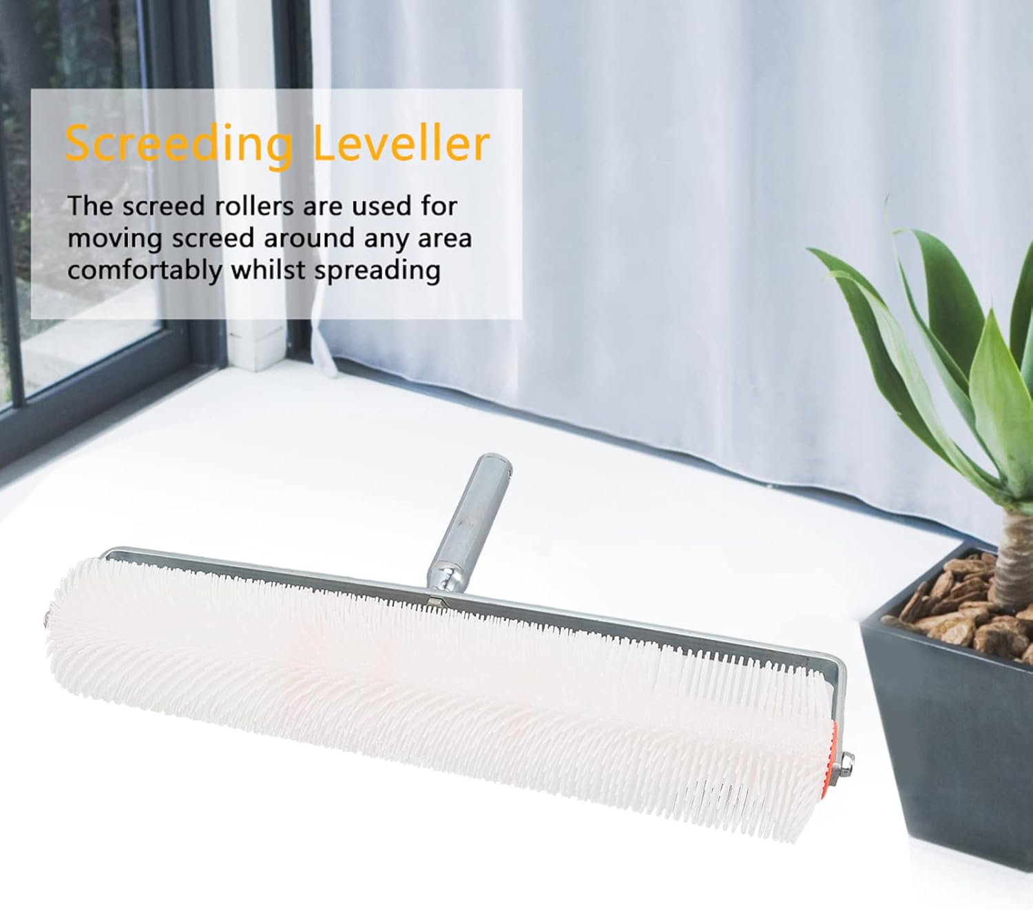 Spike Roller, Spiked Screeding Compound Roller, Remove Bubble Smooth Level Screed Surface Flooring Latex Self Levelling Spiked Compound Screed Floor Roller, Brush Length 28mm