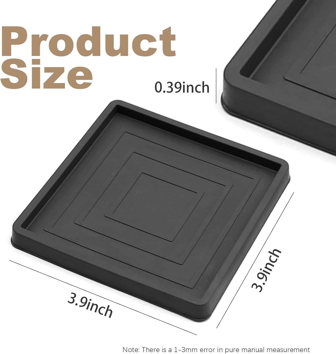 Anxingo 8Pcs 3.5 Inch Rubber Furniture Caster Cups, Non-Slip Furniture Pads Bed Stopper Floor Protectors with Grip (Black)