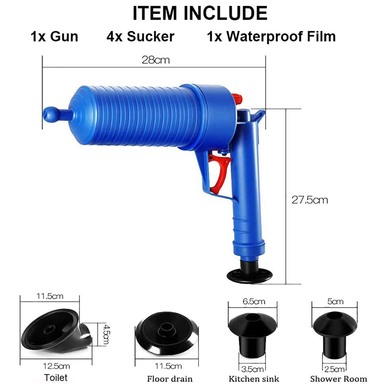 Sturalavandini A Pressione, Stura WC A Pistone Ad Aria Compressa, Igienici Stantuffo Lavello Fogna Dredge Strumento, Drain Blaster Sturatubi per Vasca da Bagno Cucina Bagno Tubo Sewer