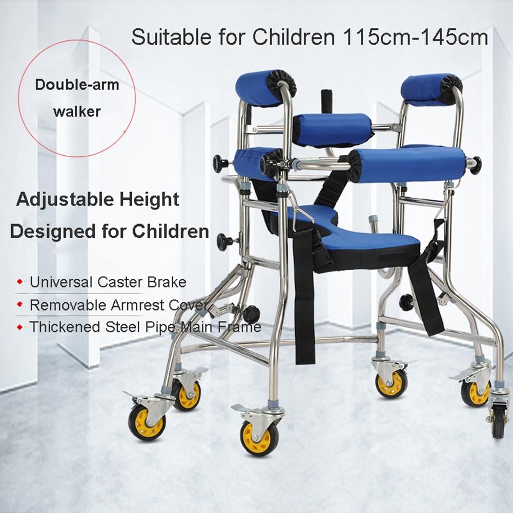 Andador infantil vertical con marco de acero inoxidable, andador móvil para rehabilitación de hemiplejia, adecuado para niños de 50 a 59 pulgadas
