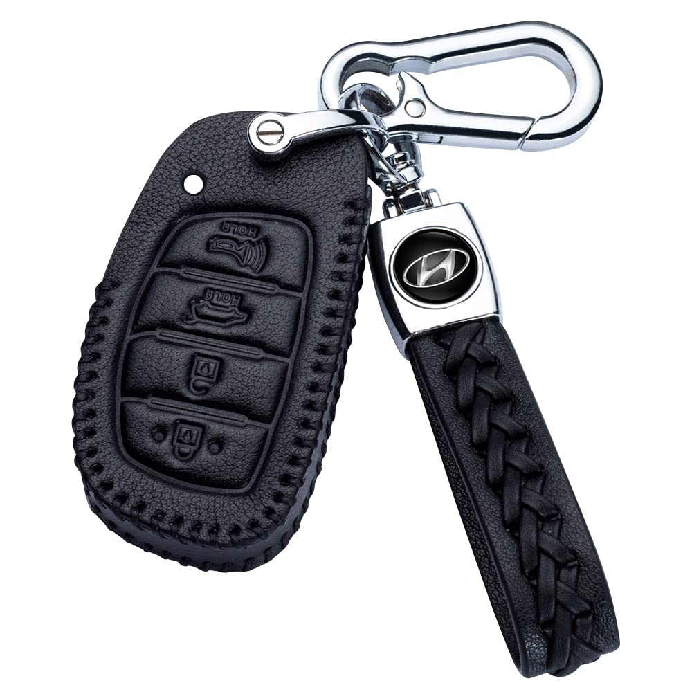 Loyal Guard Car Key fob Cover Replacement for Hyundai 2019 2018 2017 2016 2015 2014 2013 Hyundai Elantra Sonata Tucson Car Key case Accessories, Model-b-black, A