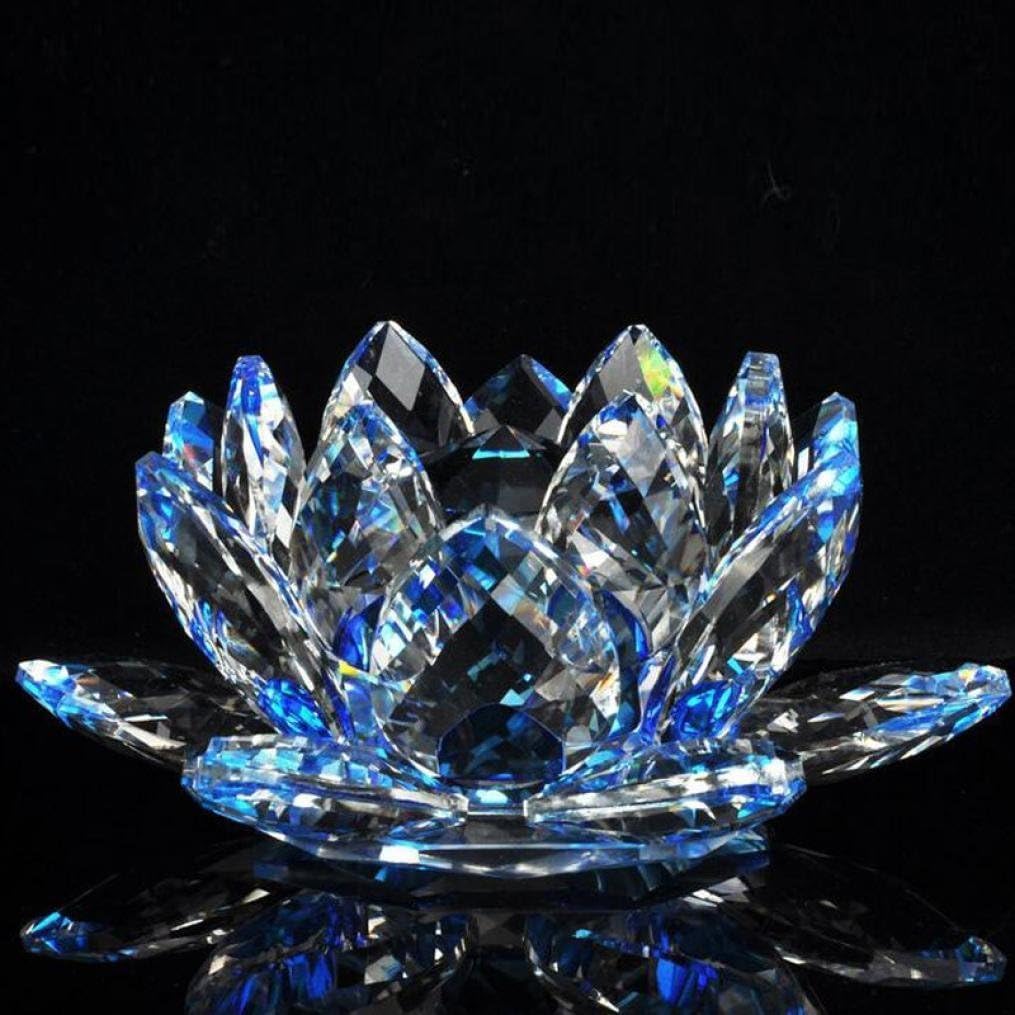 JAYOGLA Crystal Glass Lotus Flower Ornaments Are Exquisite Decorative Items That Showcase The Beauty And Elegance Of Lotus Flowers Wonderful Addition To Any Decor (BLUE LOTUS)