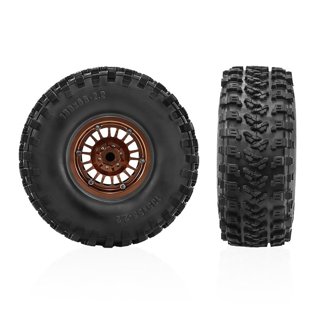 4 szt. 5.1 cm stop aluminium Beadlock opony felgi 135 x 55 mm piasta sześciokątna 12 mm RC części do 1/8 1/10 CROSSRC Yikong AXIAL SCX10 TRAXXAS TRX4 MJX H8H Crawler RC Car (brązowy)