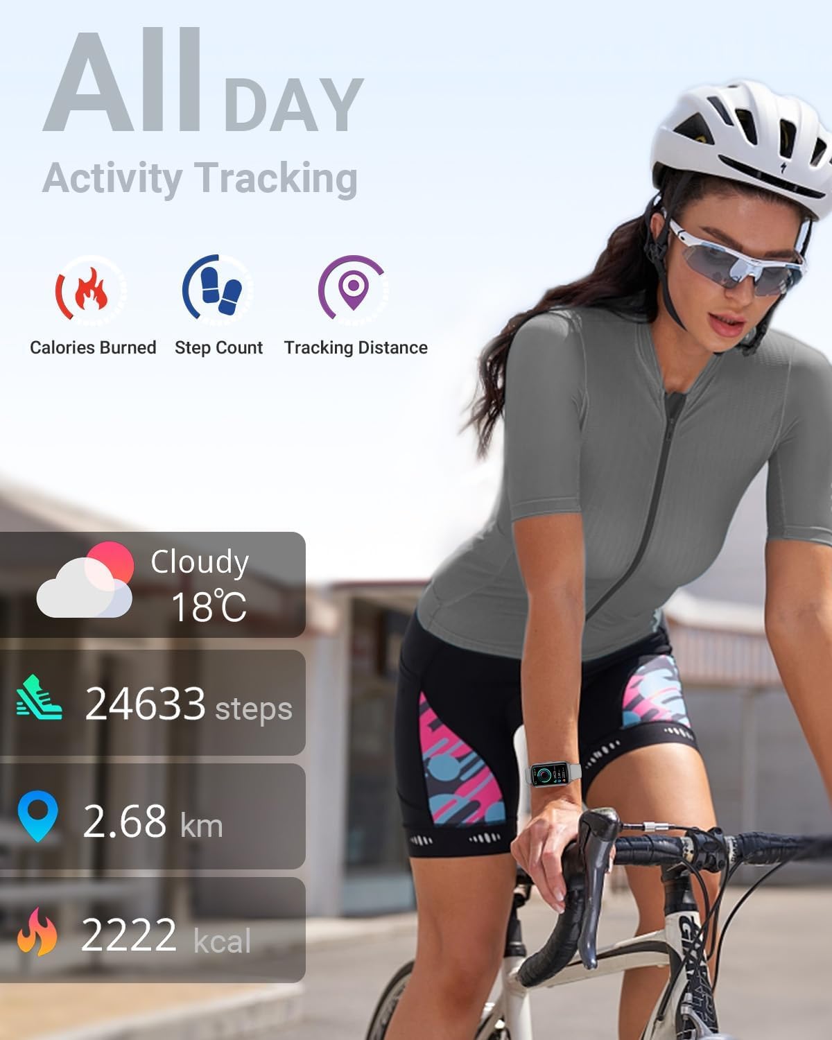 Fitness Tracker Damen Herren, 5ATM Wasserdicht, SpO2, Herzfrequenz, Schrittzähler, 7 Tage Akku