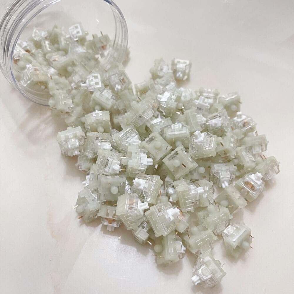 Zkeebs KTT Kang White V3 Linear Switches 45g Spring 3 pin RGB for Custom Gaming Mechanical Keyboard (90 Switches)