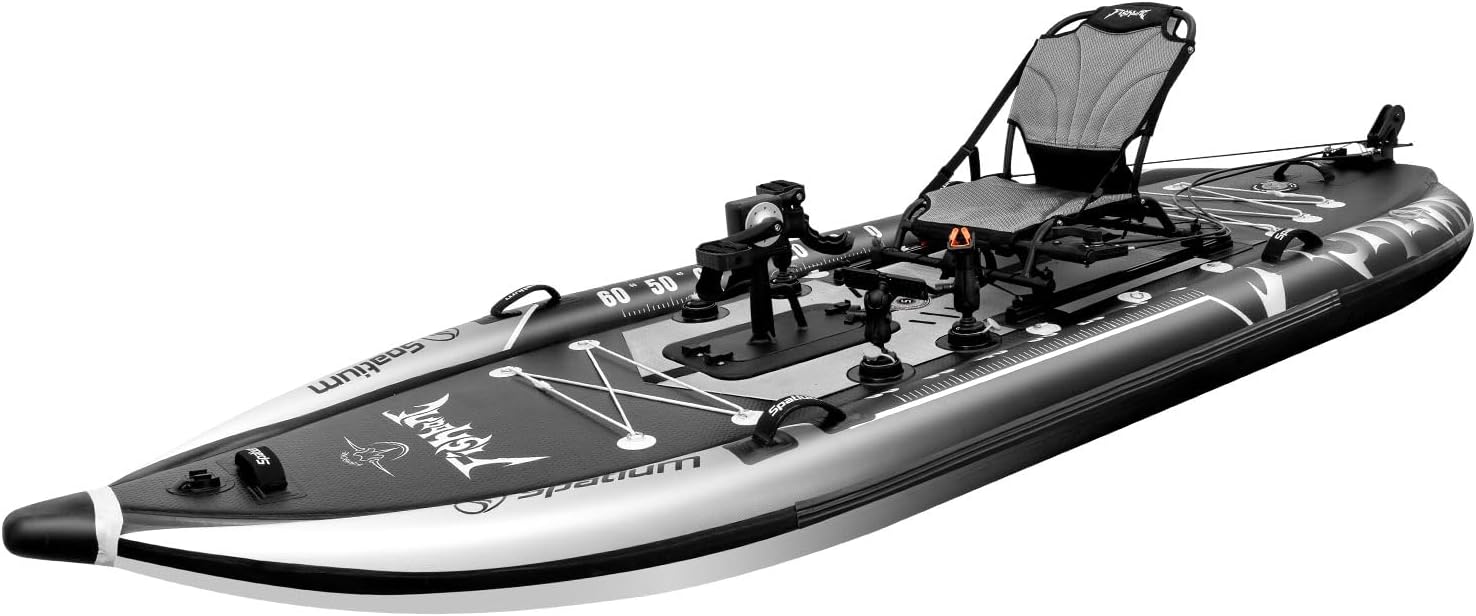 Sit on Top Pedal Drive Inflatable Pedal Boat Fishing Kayak One Person Boat Stand Up Pedal Kayak for Adults Youth Suitable for Rivers