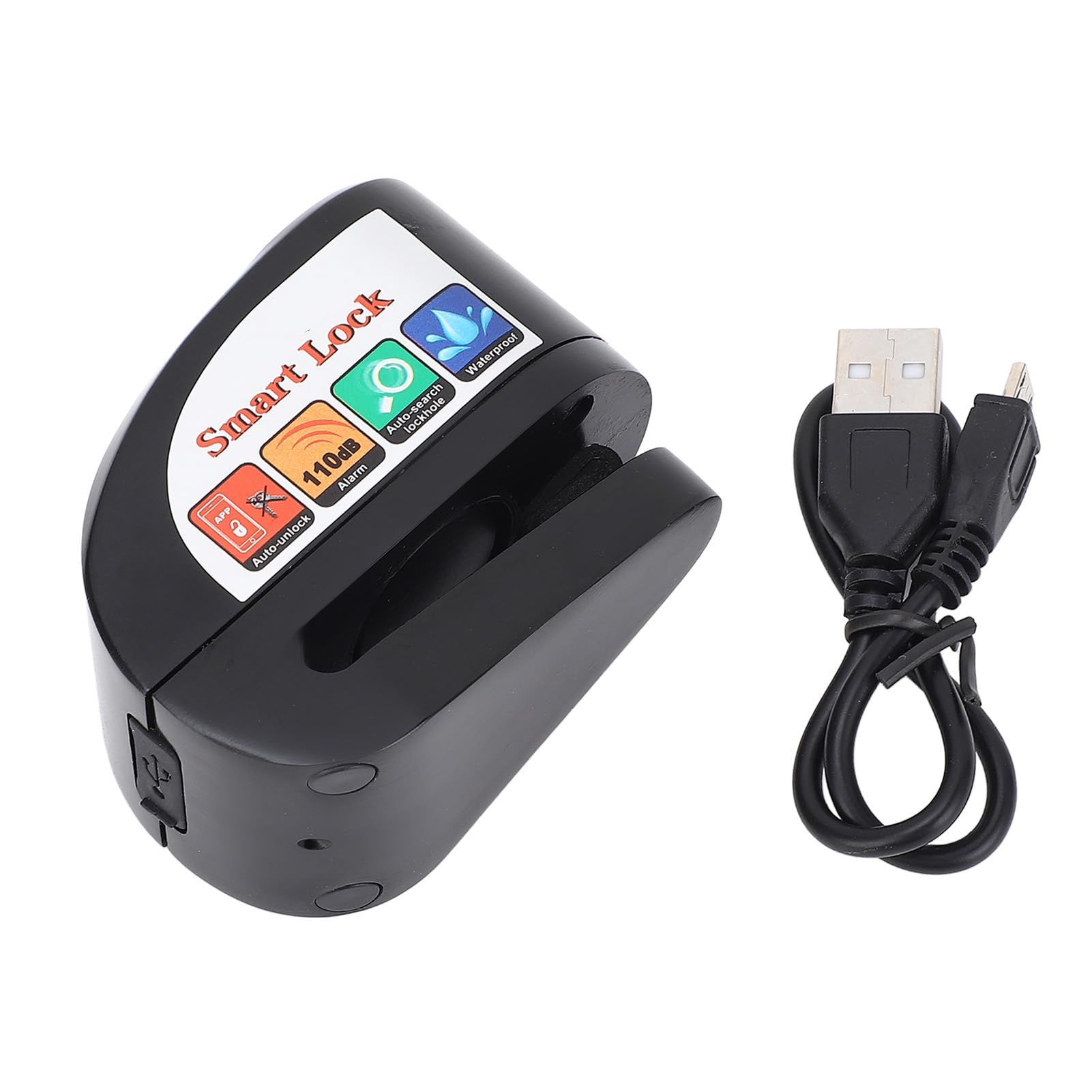 Fockety Bloque-Disque D'alarme, Contrôle par Application BT, Antivol Intelligent pour Frein de Moto avec Câble de Rappel, Goupille de Verrouillage de 0,22 Pouces, Sac de Transport,