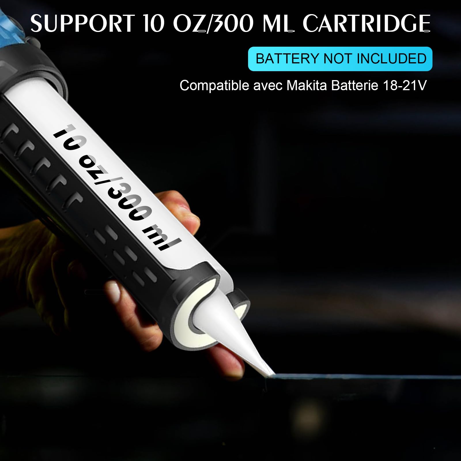 Pistola de Cartucho a Batería Compatible con Makita 18V Batería Sin batería | Pistola de Calafateo Eléctrica con 4 Velocidades Ajustables, Luz LED, Pistola de Silicona Sin Goteo para Llenado, Sellado