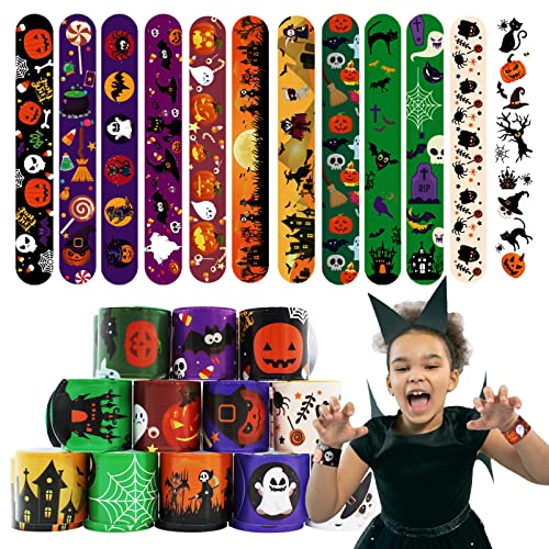 60 pulseras de Halloween Slap para niños, regalos de fiesta de Halloween, rellenos de bolsas de fiesta de Halloween Cover