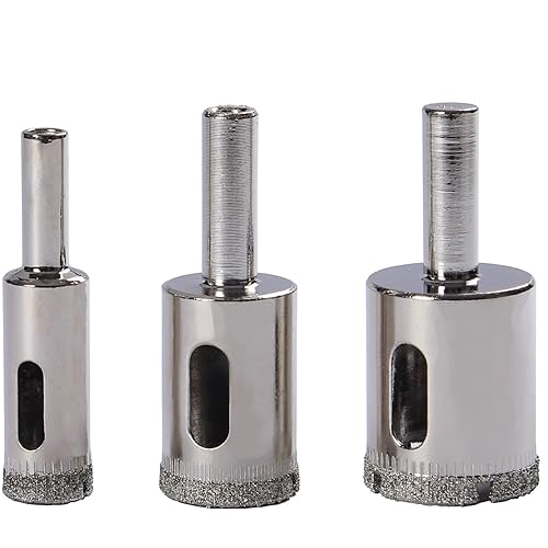 Drilax Juego de brocas de diamante | Kit de sierra de agujero de 3 piezas (1/2 pulgada, 3/4 pulgadas, 1 pulgada) para vidrio, cerámica, porcelana,