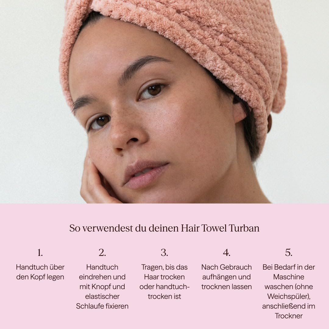 waschies Mikrofaser Haarhandtuch/Haarturban mit praktischem Fixierknopf – 2er Set Pink/Rosa – für schnelle Haartrocknung – sanft, leicht & saugfähig – geeignet für alle Haartypen