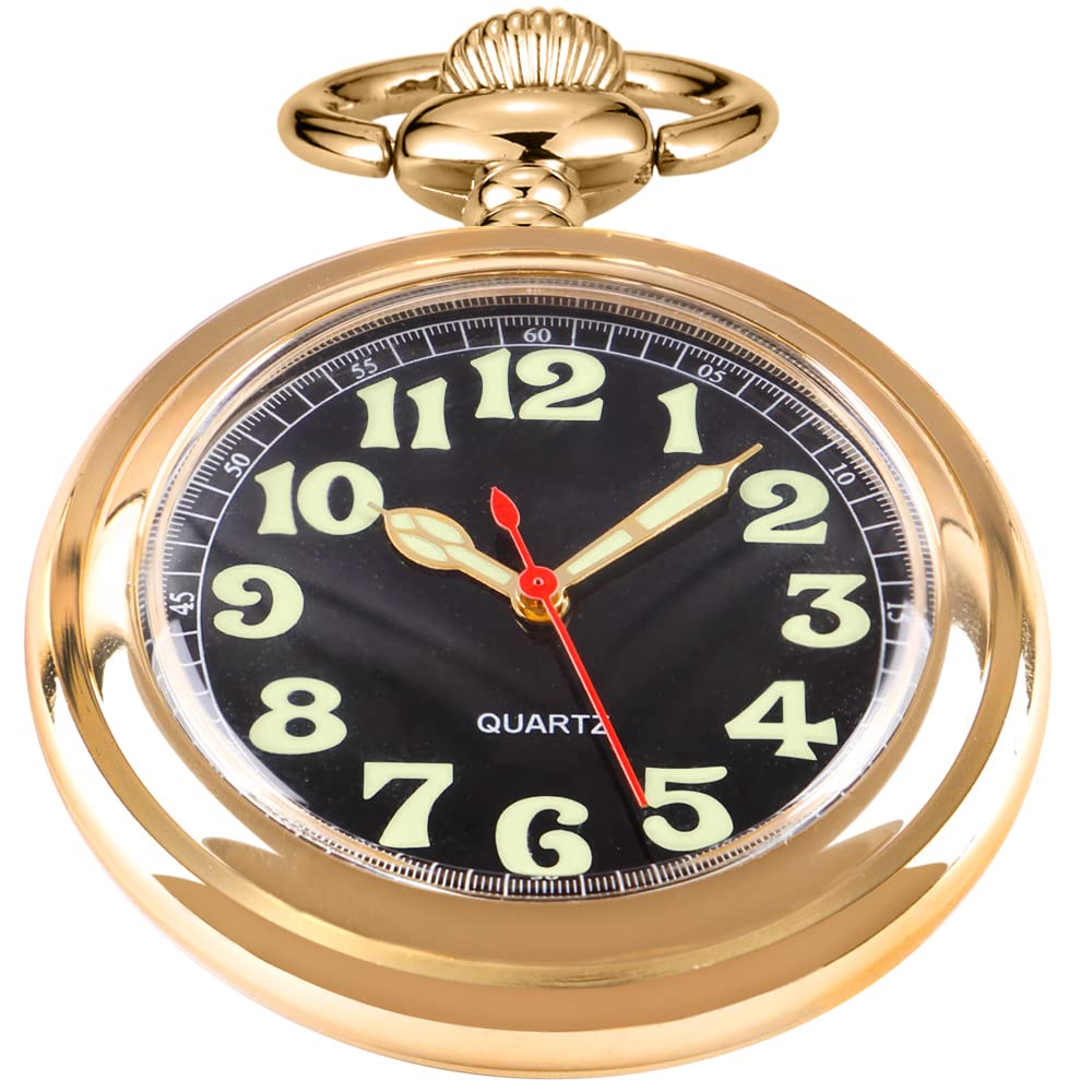 Reloj de bolsillo de cuarzo pulido estilo vintage Cfj04-oro tradicional 8