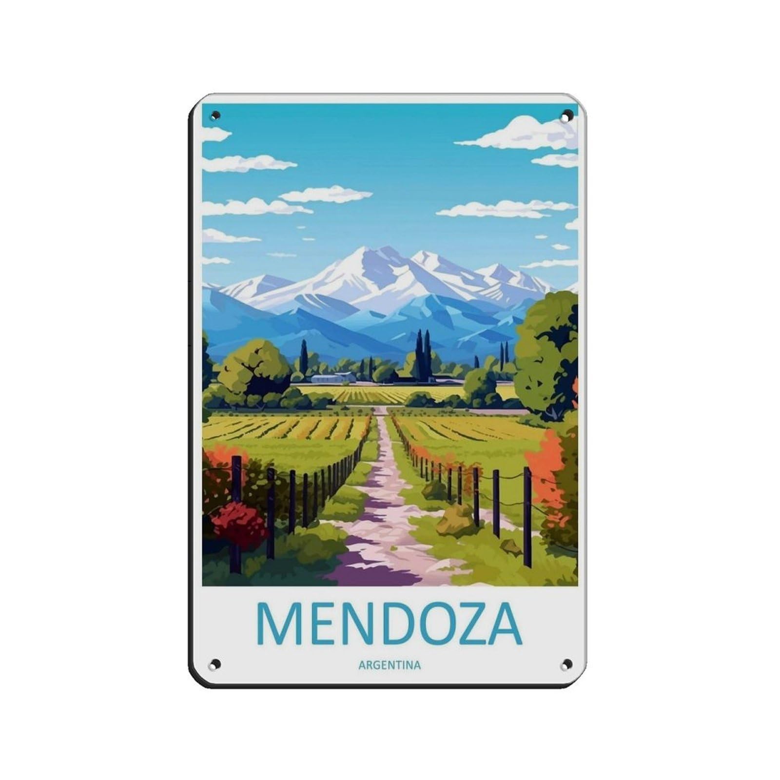 Mendoza Travel Art Argentina Poster（91） Tin Sign Vintage Metal Pub Club Cafe Bar Home Wall Art Decoration Poster Retro 8x12inch(20x30cm)