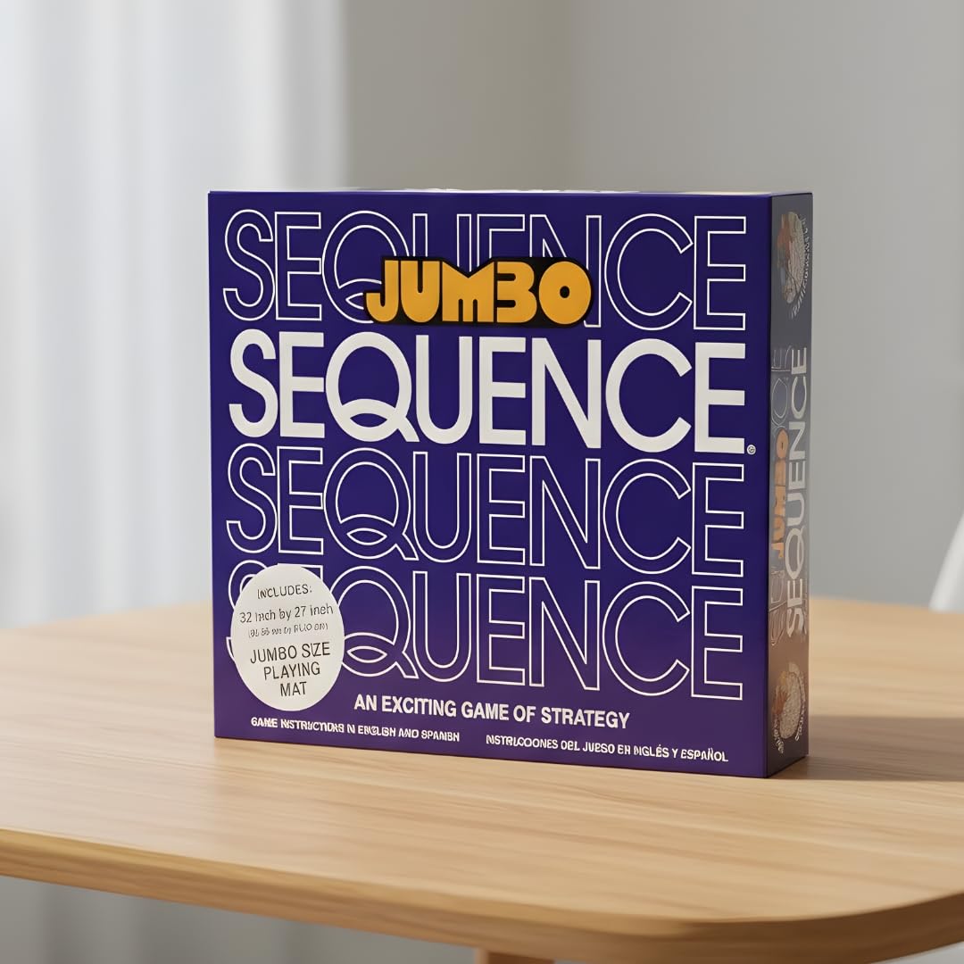 Kids Mandi® The Original Jumbo Sequence® Board Game with Foldable Mat - Perfect for Family Game Night, Outdoor Fun, and Parties - Includes 2 Decks of Cards, 2-12 Players, Great for Kids and Adults