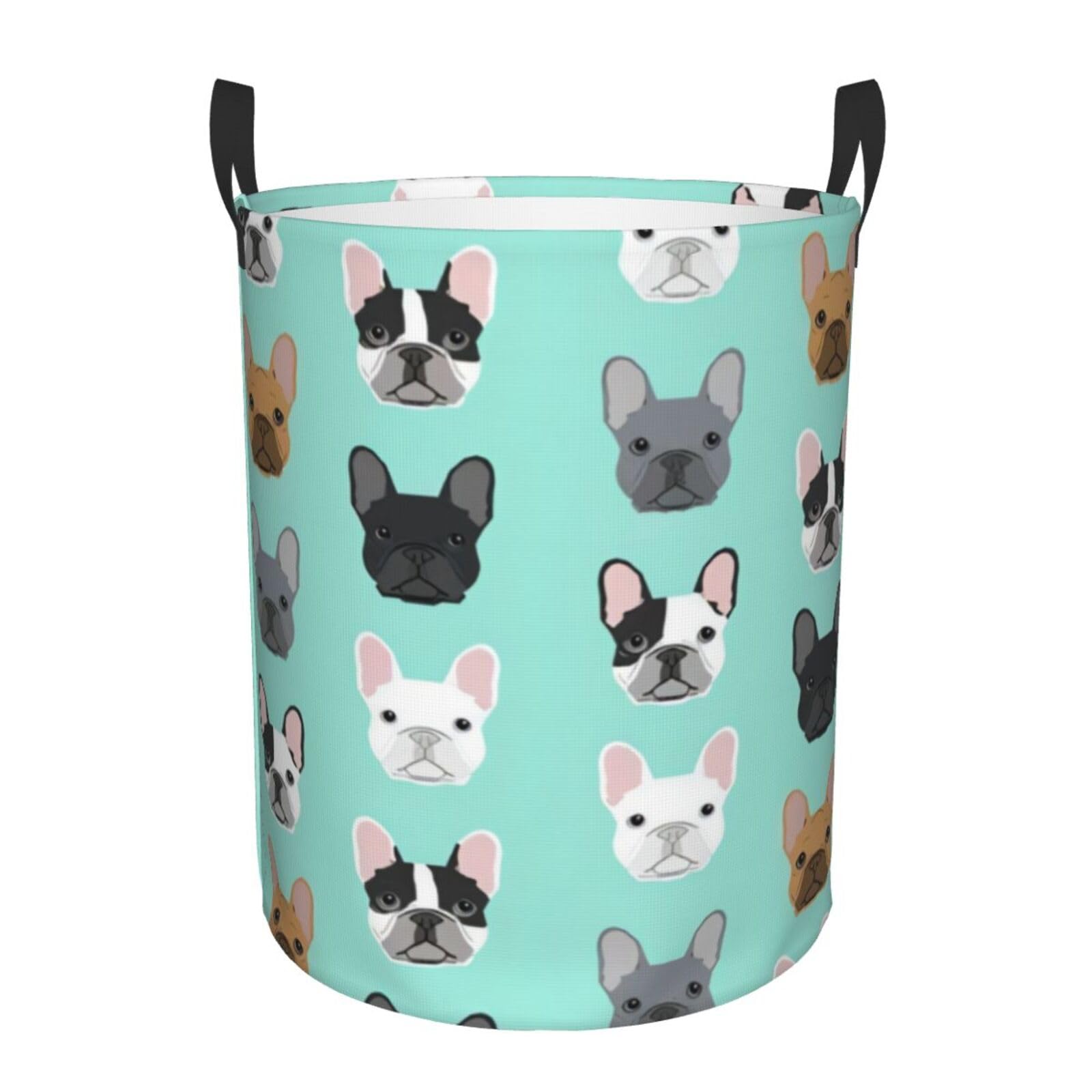 S Circular Hamper – Collapsible French Bulldogs Print Laundry Basket