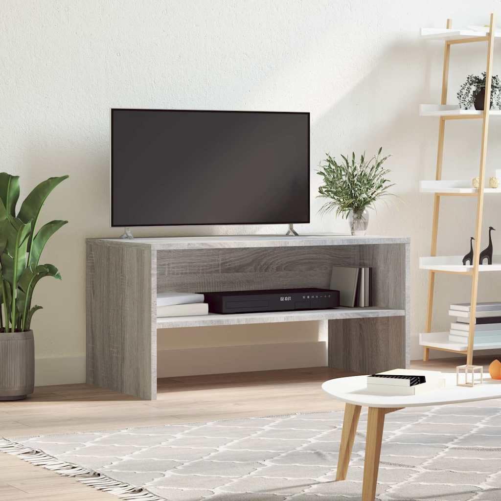 Mobile per TV grigio Sonoma, 80 x 40 x 40 cm, con scomparto aperto, spazio per soggiorno, camera da letto, home theater, come mobile basso, credenza