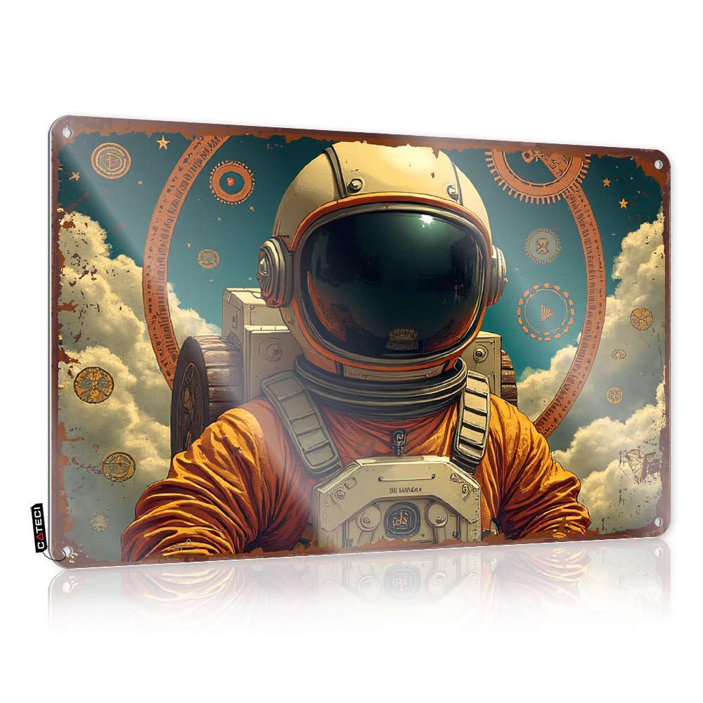 Cool Wall Art Statue Wall Decor | Astronaut In Space Helmet With Intricate Gear Design. Cool For Porch Home(30X40CM)
