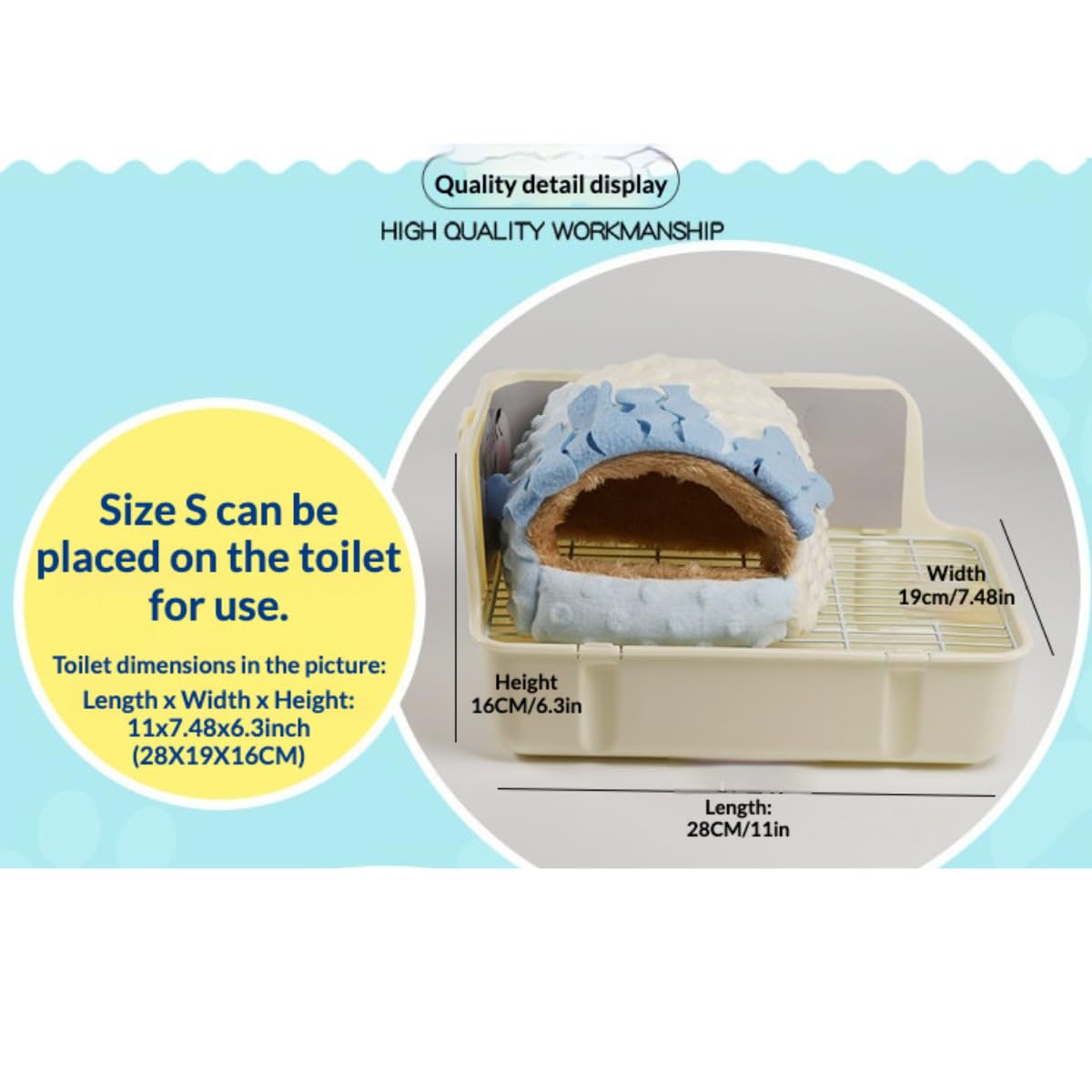 Warmes Plüsch-Hütte für Meerschweinchen, Igelversteck und Rattenhaus für Kleintiere, Kaninchen, waschbar, Chinchilla-Hamsterbett, gemütliches Nest, Käfigzubehör (Rosa, XL)