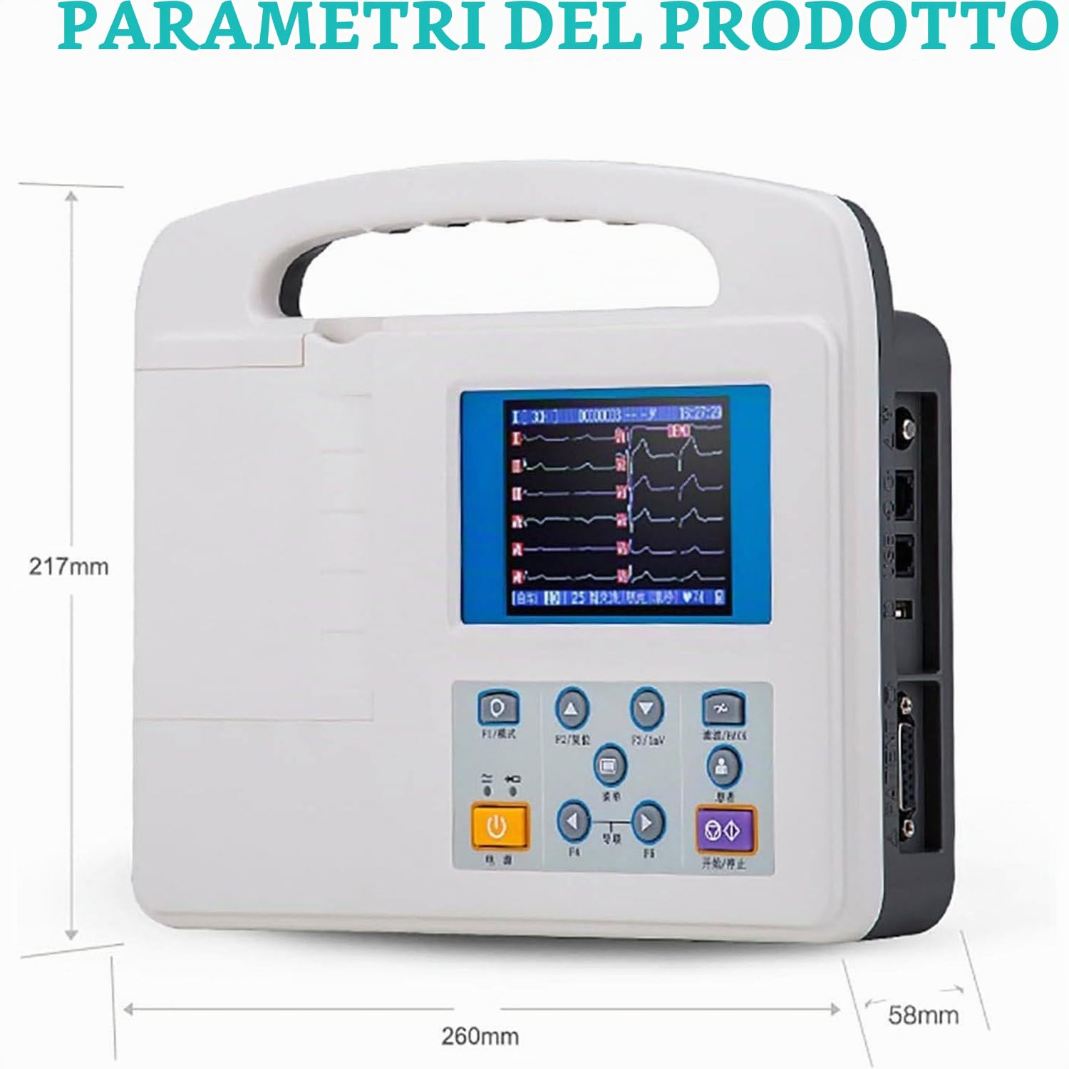 Monitor ECG Portatile, Touch Screen Digitale 12 canali 12 derivazioni ECG EKG Elettrocardiografo Software PC ECG