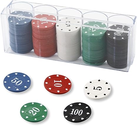 Poker Chips Set, 100PCS Poker Chips in Cardboard Box, 11.5g Travel Poker Chips for Texas Holdem Blackjack Gambling