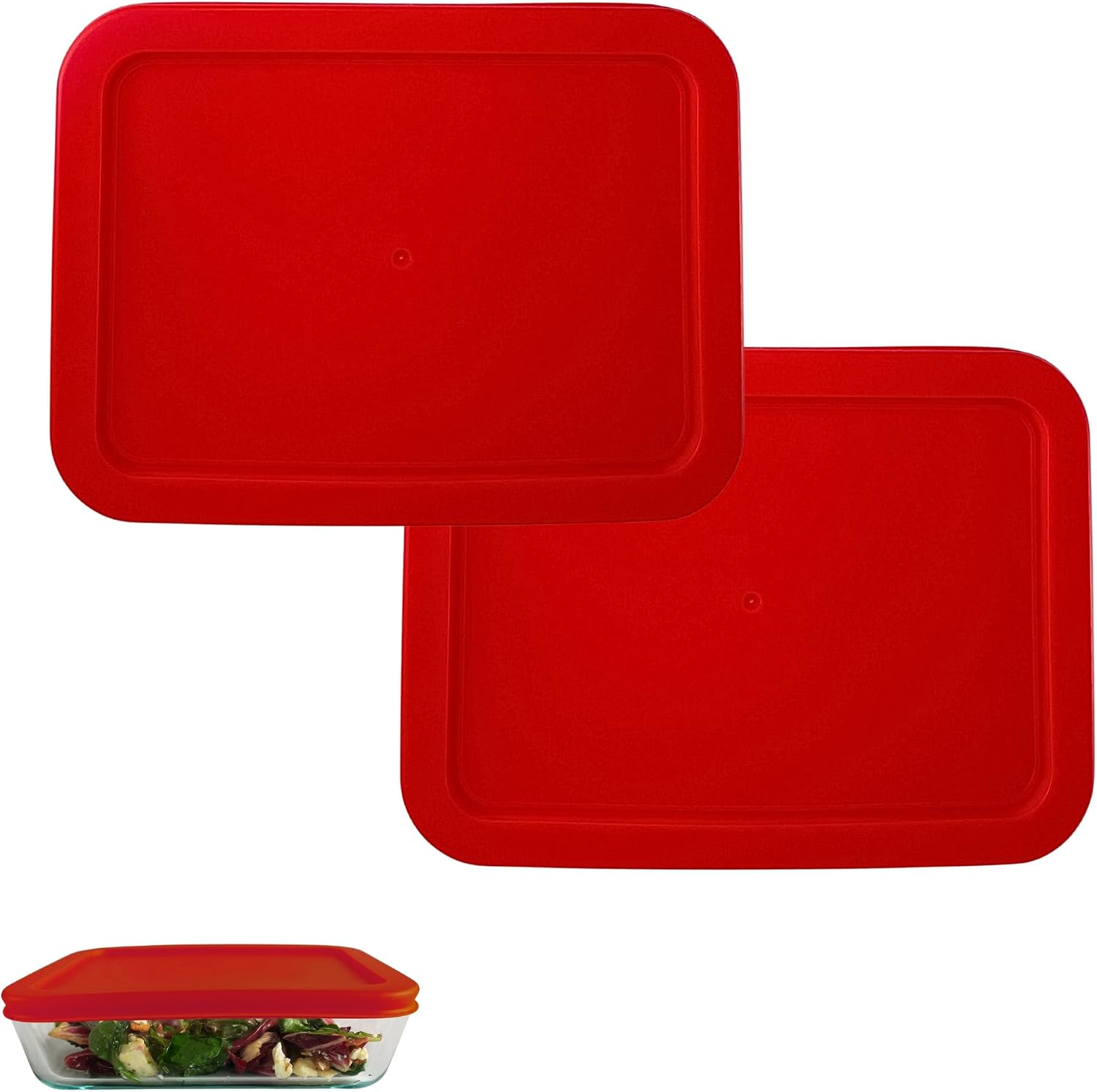 11 Cup/2.6 L Red Replacement Lids/Covers for Pyrex 7212-PC, 11 Cup/88oz Anchor Hocking & Klare Ware Storage Bowls *Lids Only* - *Glass Container Not Included* (2 Pack, Red)