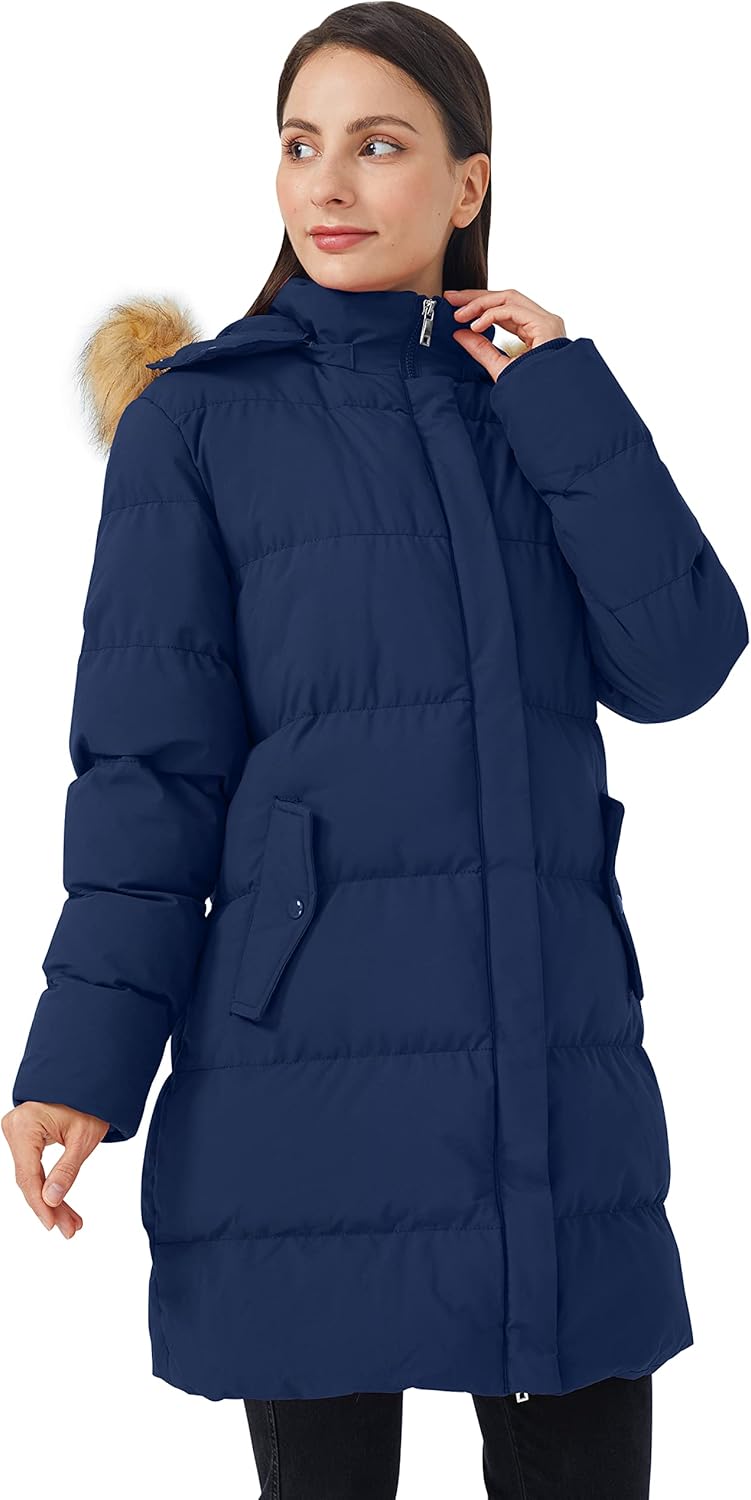 WenVen Women's Winter Thicken Puffer Coat Warm Jacket with Faux Fur Removable Hood - Image 2